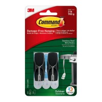 Command Outdoor Hook 17065S-AWES Medium Steel Wire, Pack of 2